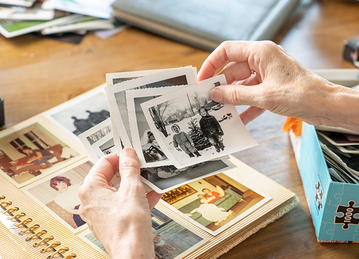 Prints and photographs sorted by size before scanning