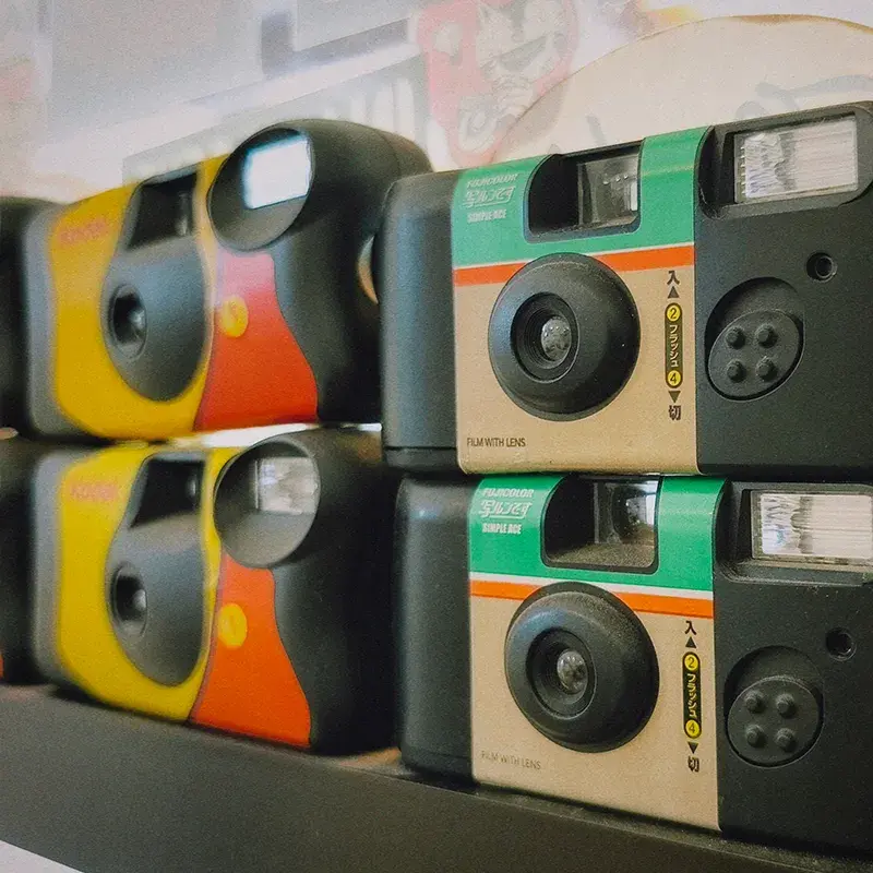 Disposable Cameras in a stack