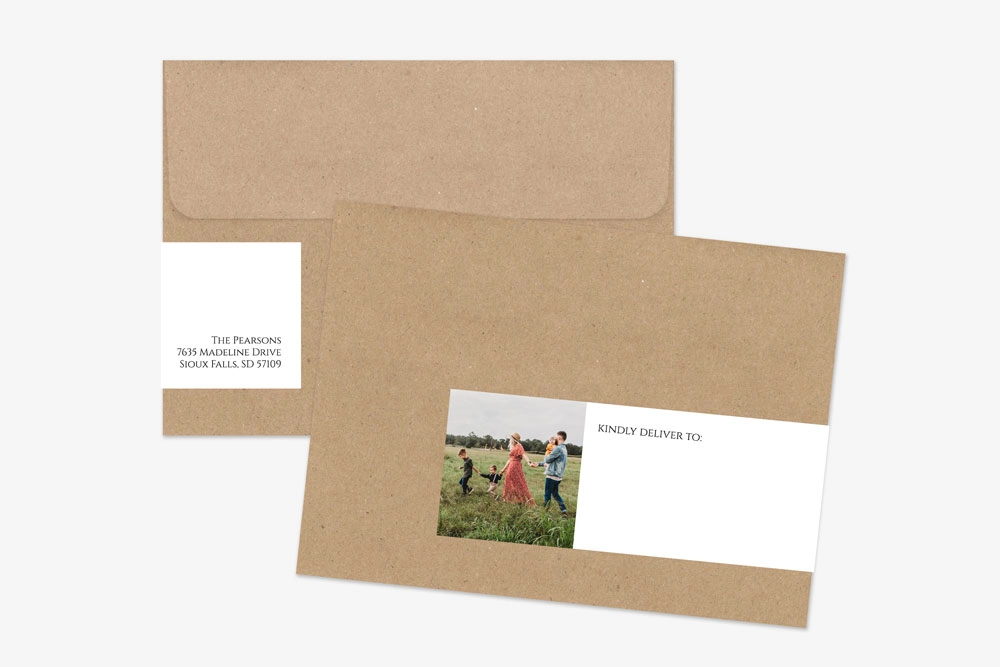 Customized envelope wrap labels with your photo and return address