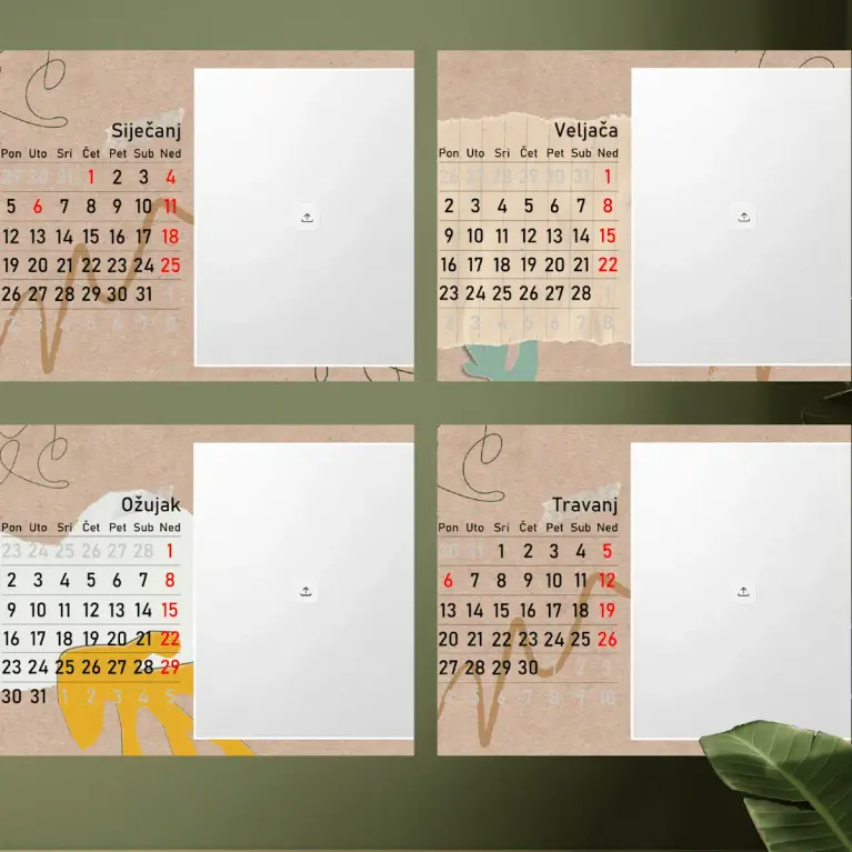 Obiteljski stolni kalendar u prirodnom stilu – personalizirani foto kalendar sa slikama i tekstom, Puna.hr