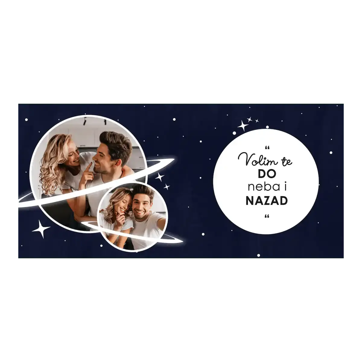 Romantična šalica s vašim fotografijama i posebnom porukom ljubavi koja ide do neba i nazad – savršena uspomena za vas dvoje.