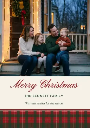 Fireside Plaid holiday card