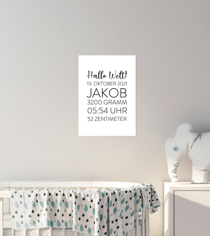 Geburtsdaten auf schlichtem Design-Poster