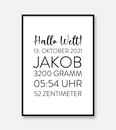 Letterblock Geburtsposter - schlichtes Design