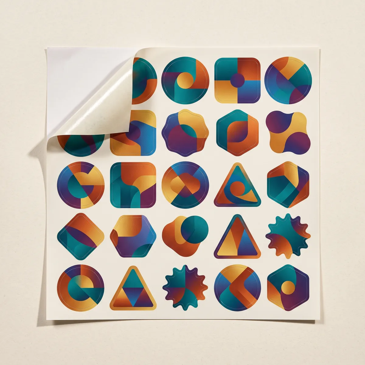 Sheets of kiss-cut vinyl stickers with one corner peeled back.