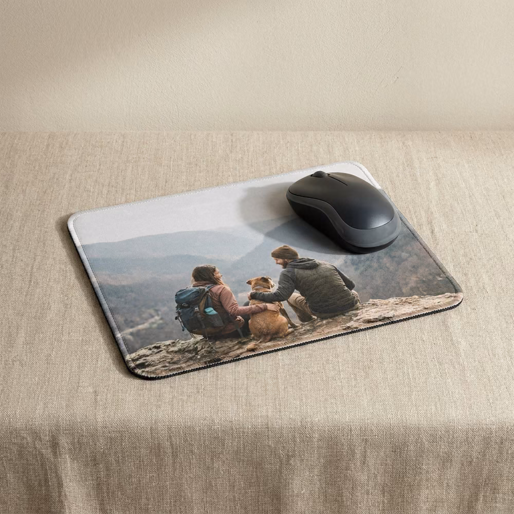 Photo mouse pad with a hiking photo