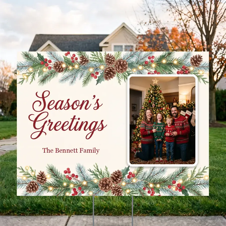 Season's Greetings Photo 24 x 18 in yard sign