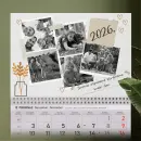 Personalizirani zidni kalendar s crno-bijelim fotografijama u kolaž dizajnu i natpisom 'Sretne uspomene stvaramo svaki dan