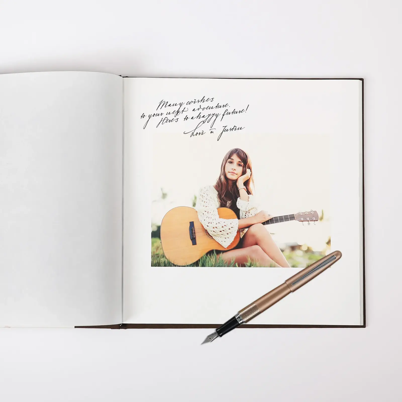 Linen wrapped photo guest book
