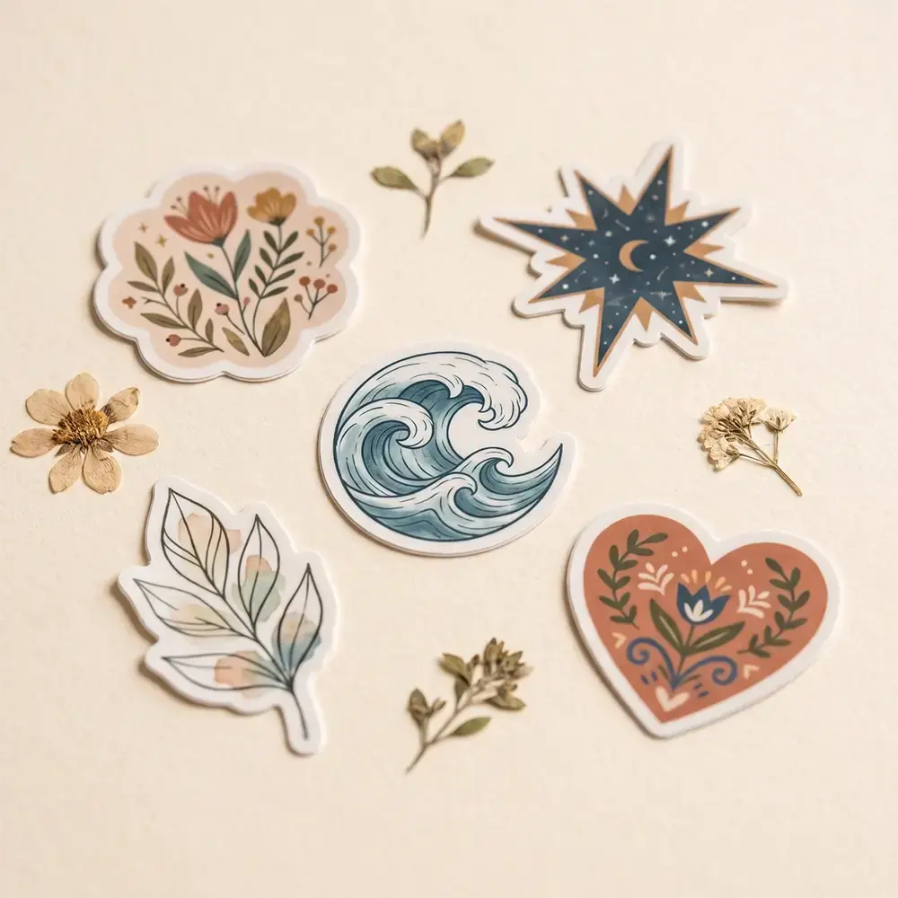 collection of flower syled die cut vinyl stickers