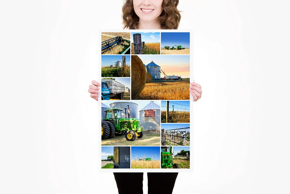 A personalized photo collage poster of farm photos