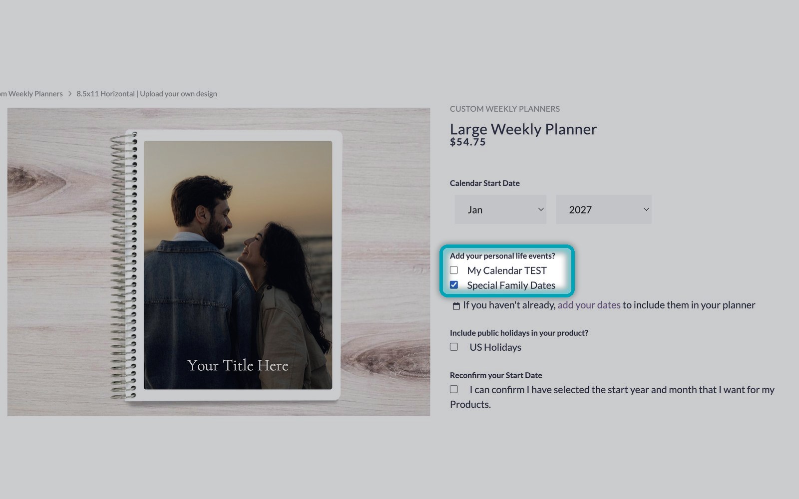 Adding life events on the product page