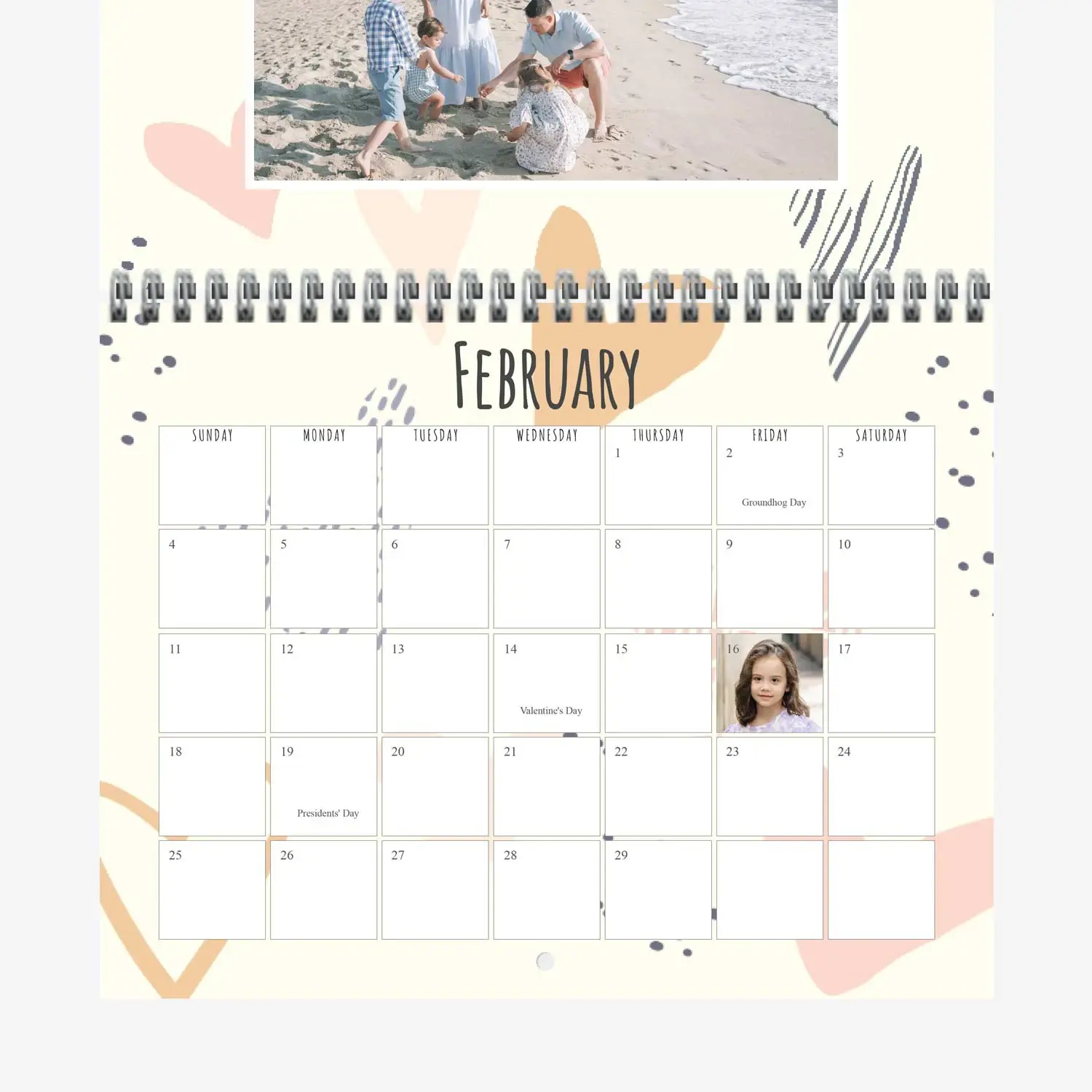 Seasonal wall calendar