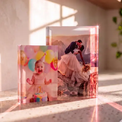 Clear acrylic photo blocks
