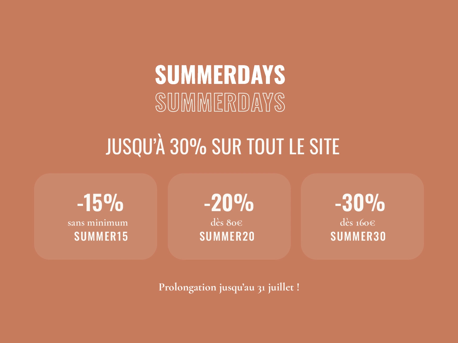 jusqu'à 30% sur tout le site