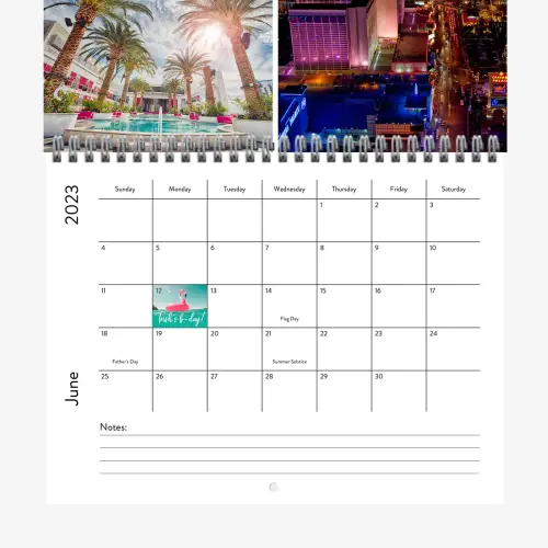 Traditional photo calendar with notes
