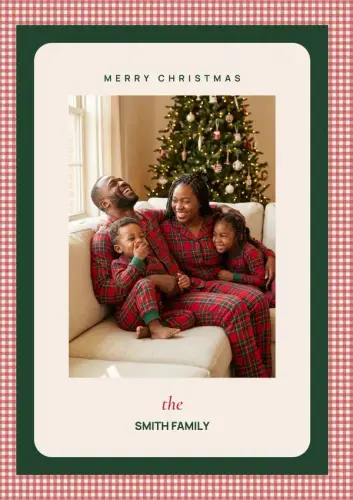 Gingham Christmas holiday card