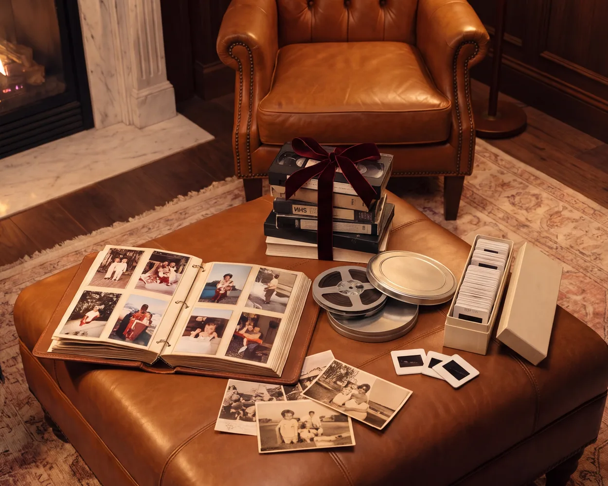 VHS tapes, slides and old prints ready to be digitized
