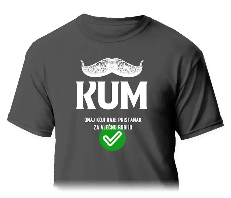 smiješna majica za kuma s natpisom kum onaj koji daje pristanak za vječnu robiju – tisak na majicu za poklon za kuma