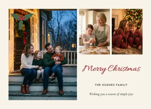 Holly Sprig Trio holiday card
