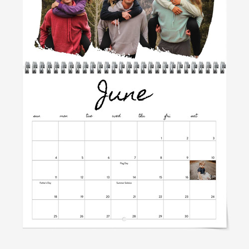 Photo calendar with birthdays