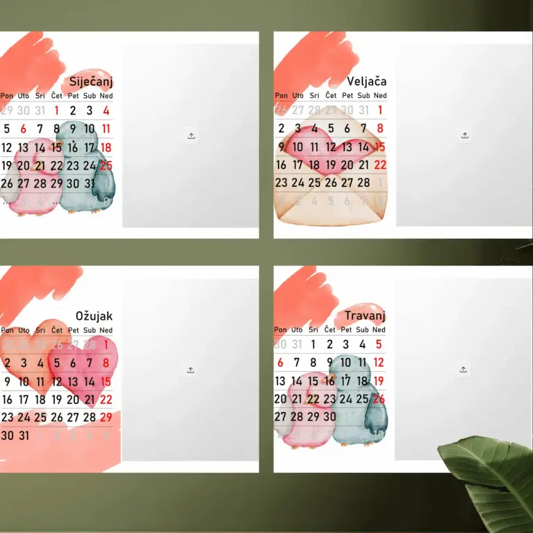 Romantični stolni kalendar sa slikama – personalizirani foto kalendar za parove s mogućnošću dodavanja teksta, Puna.hr