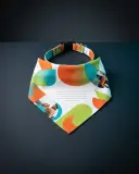 Full color printed pet bandana with an attached collar.
