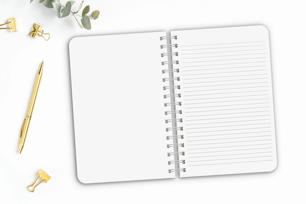 Spiral notebook with lined pages and cover with your photos and text