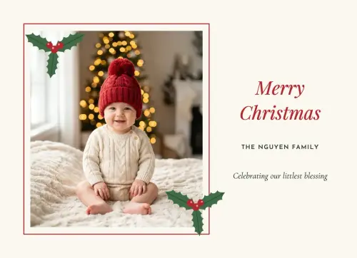 Holly Frame holiday card