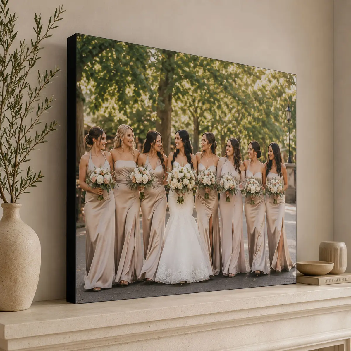 Close-up of a luster print mounted on a standout board