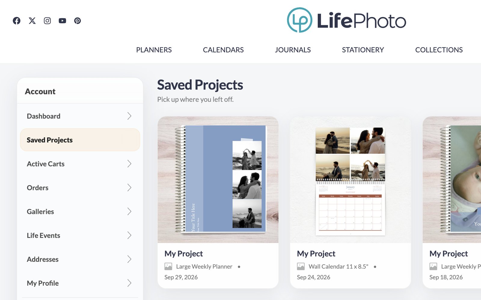 Saved projects ready to share