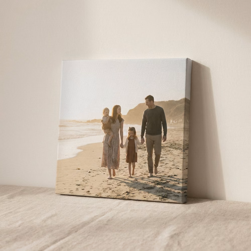 Gallery wrapped canvas of a family on a beach