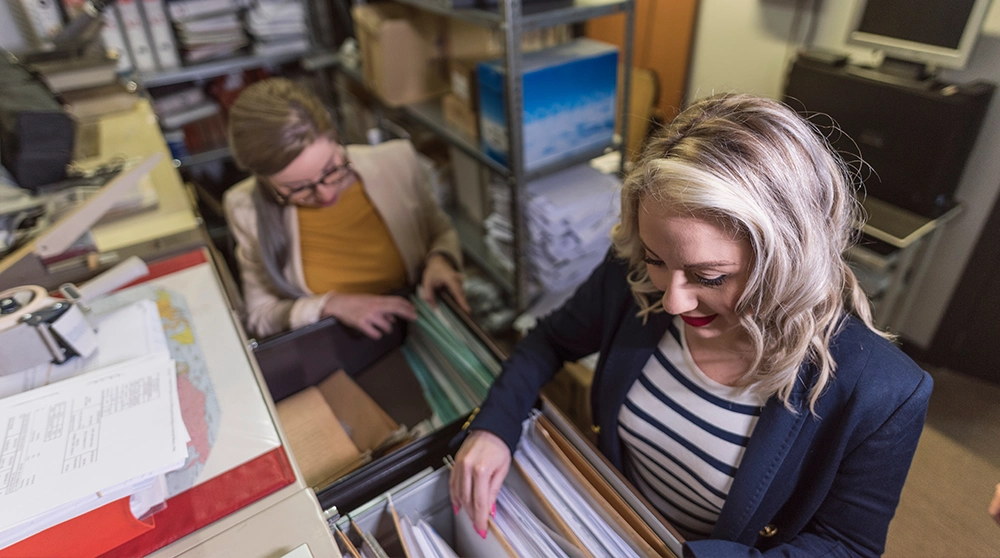 Museum archive collection with historical artifacts prepared for digitization