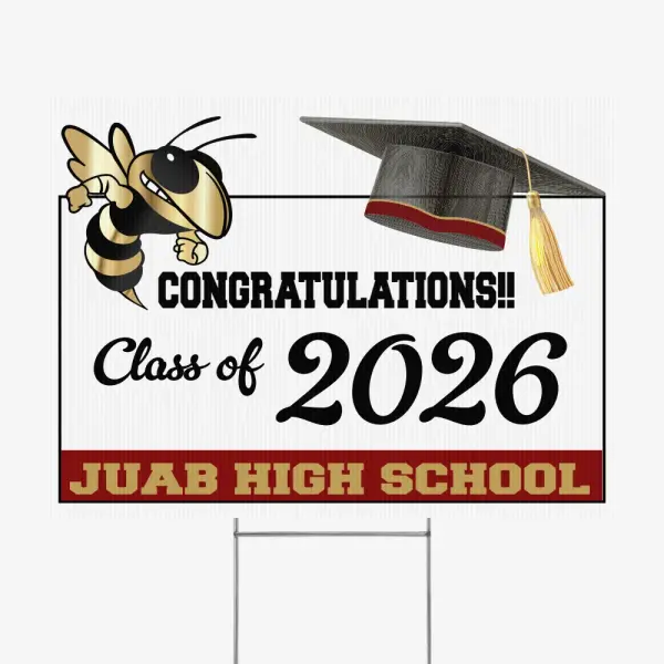Cutout school graduation yard sign