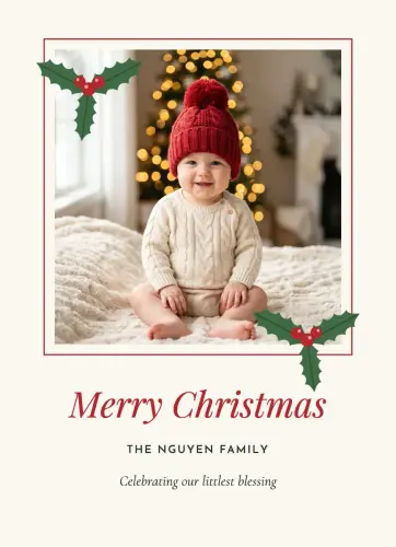 Holly Frame holiday card