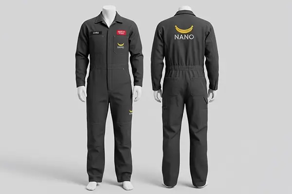 Durable work uniform with embroidered name patch