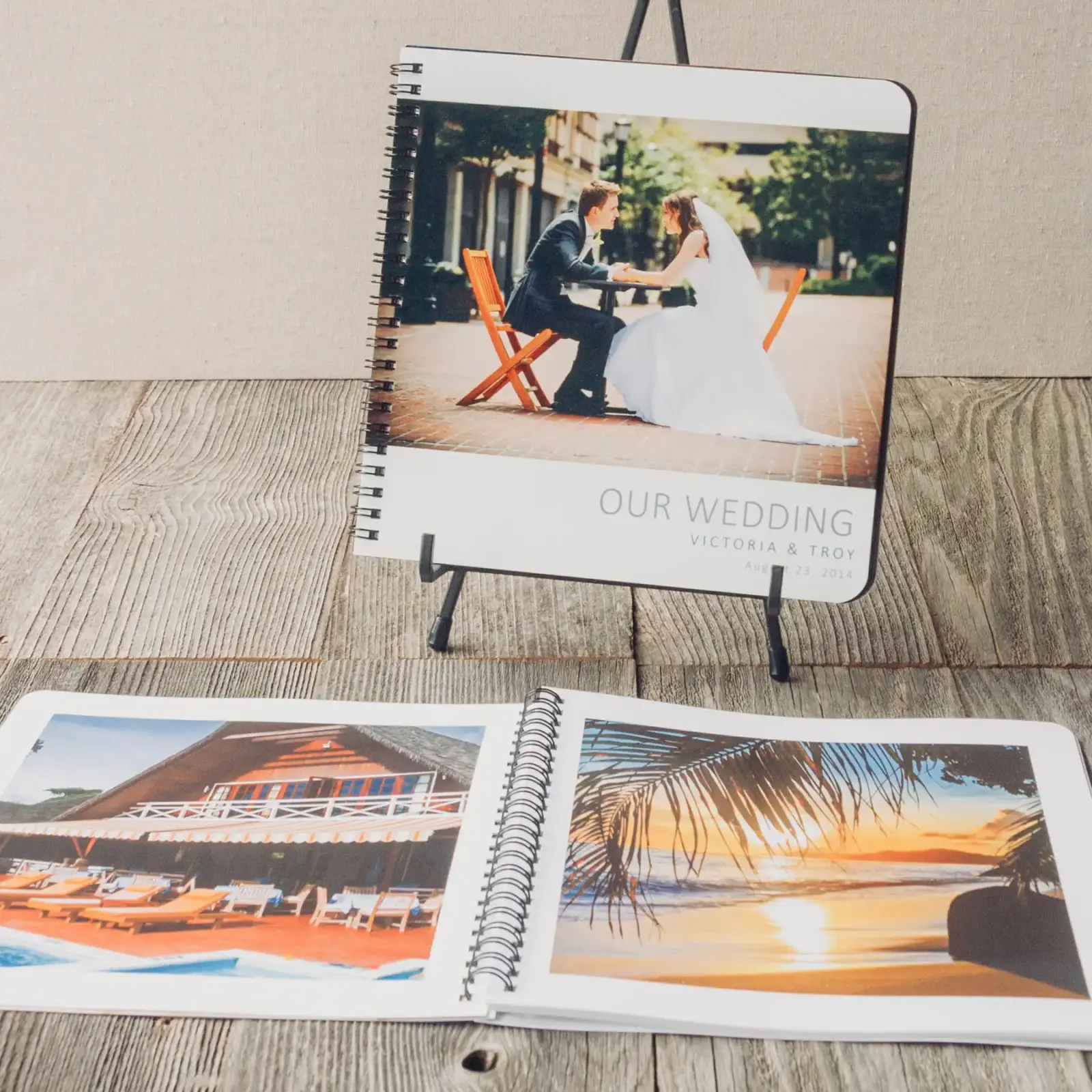 Spiral bound photo book of wedding & honeymoon photos