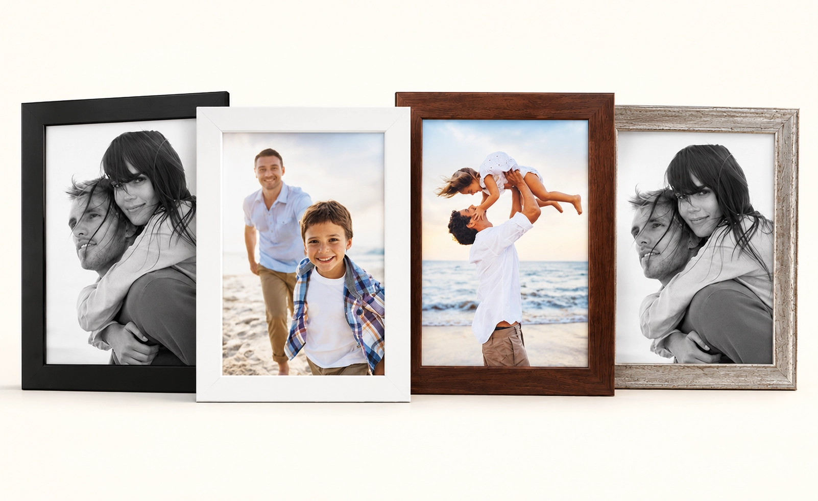 Black, white, walnut and champagne frames with full bleed 8x10 photo prints from The Print Refinery of Vernon Hills