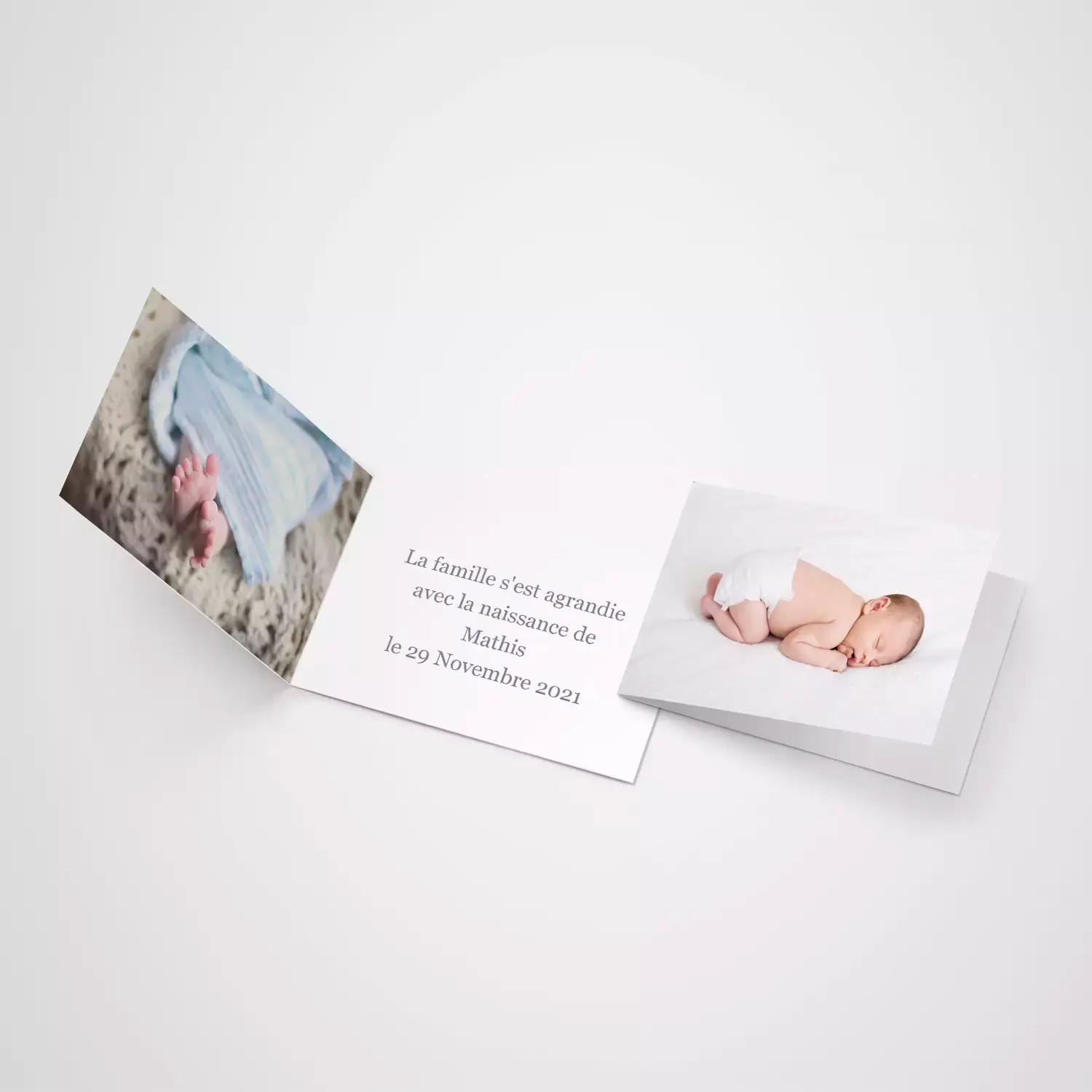 faire part de naissance personnalisé, format carte postal en véritable papier photo
