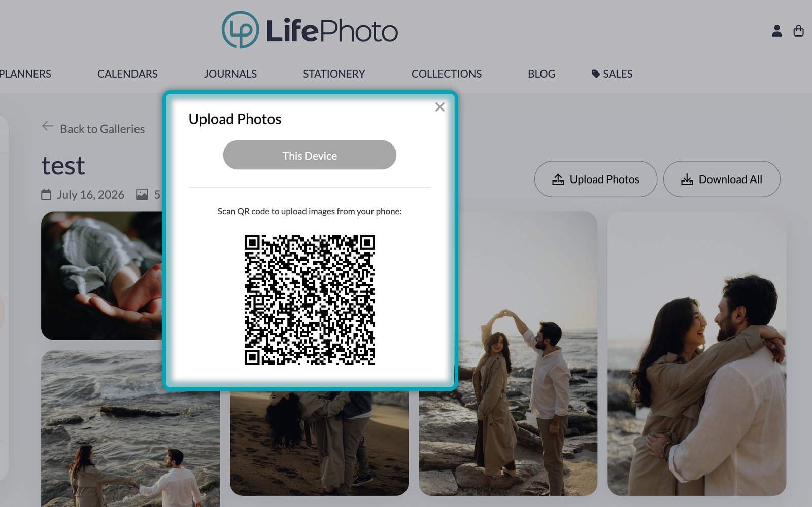 Uploading photos to a gallery