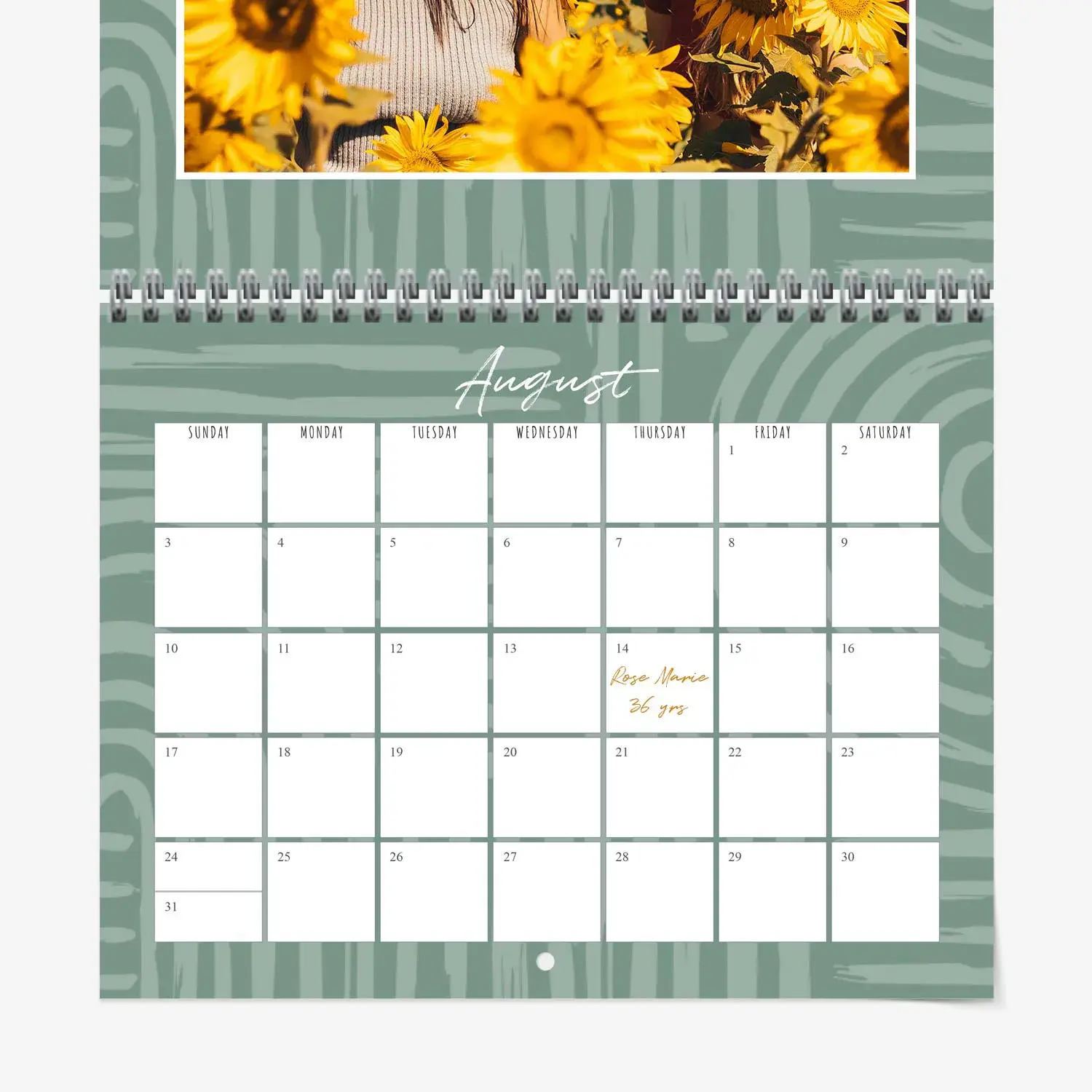 Monthly calendar with photos