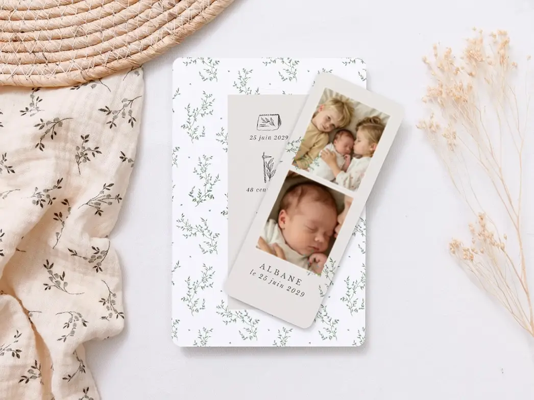 Faire-part de naissance rectangulaire avec coins arrondis