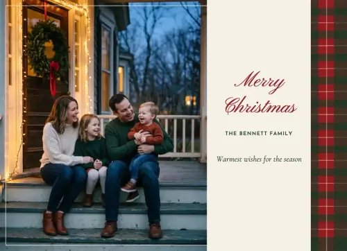 Fireside Plaid holiday card