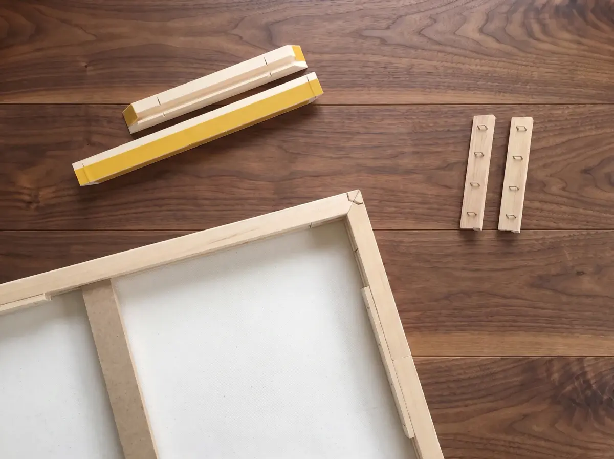 Solid basswood stretcher bars showing the 1.5 inch profile