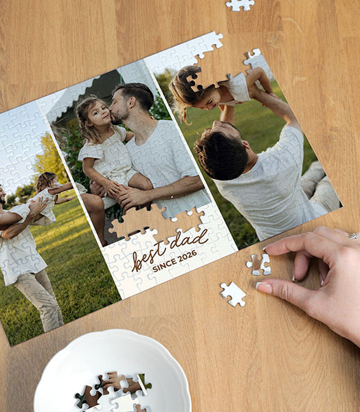 Puzzle personnalisé Best Dad since année de naissance avec 3 photos