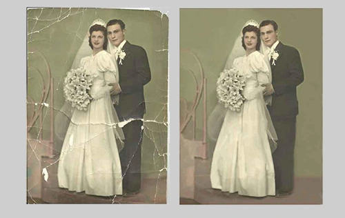 Torn and damaged photograph repaired and restored ready to frame or share with family