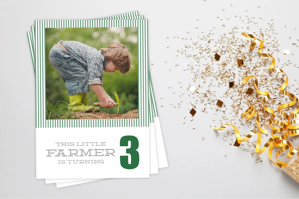 Birthday invitation card featuring one photo and your text