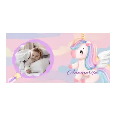 Preslatka dječja šalica s jednorogom, imenom i fotografijom.