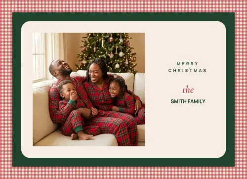 Gingham Christmas holiday card
