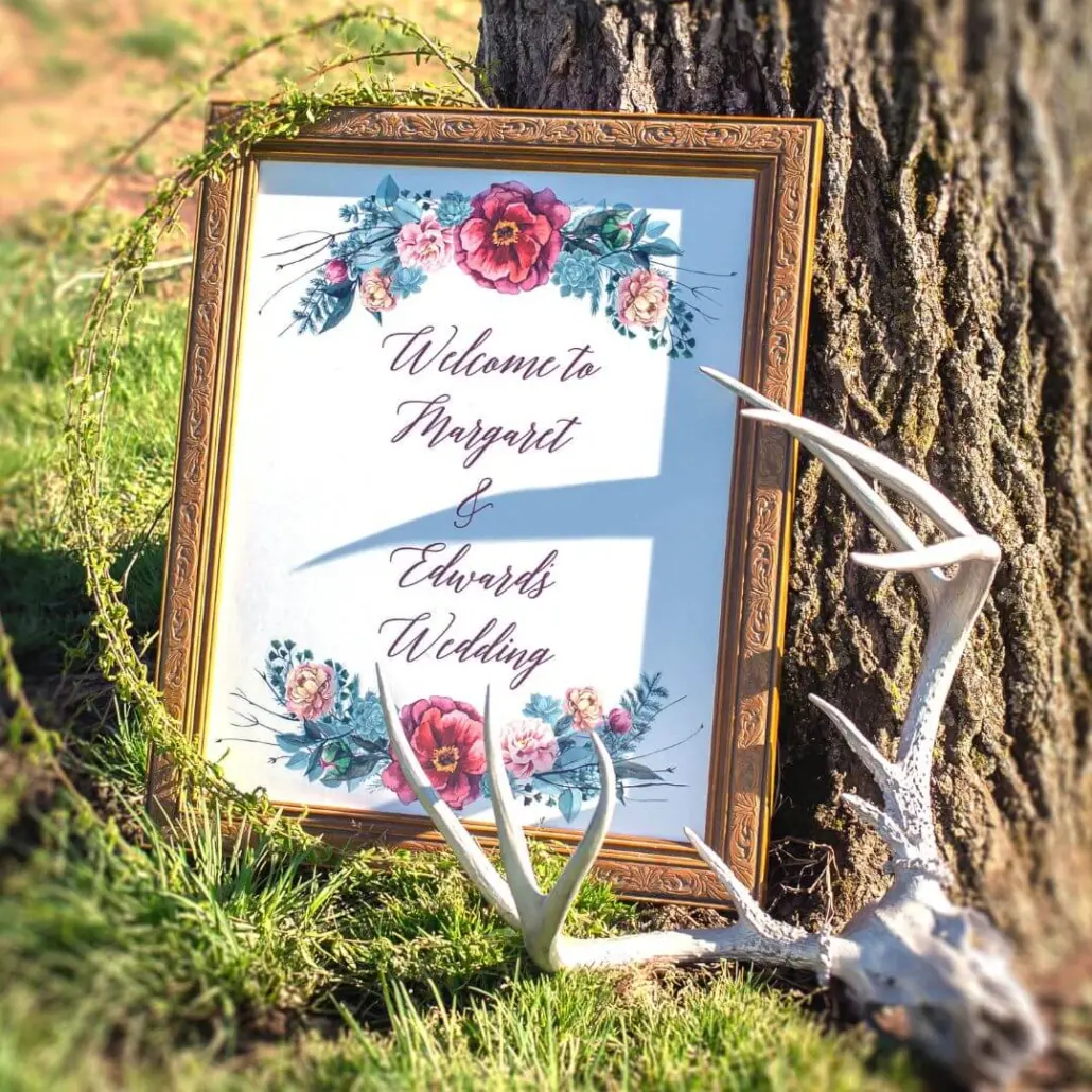Framed wedding welcome sign
